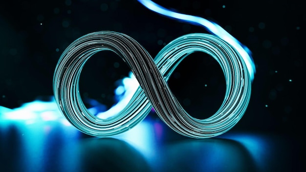 A blue infinity sign with the word infinity on it