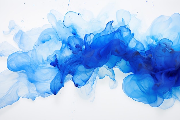 Photo blue ink in water on a white surface generative ai