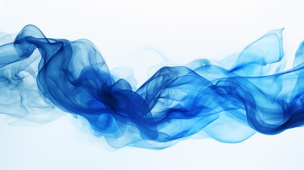 Photo blue ink wave flowing underwater creating smoke