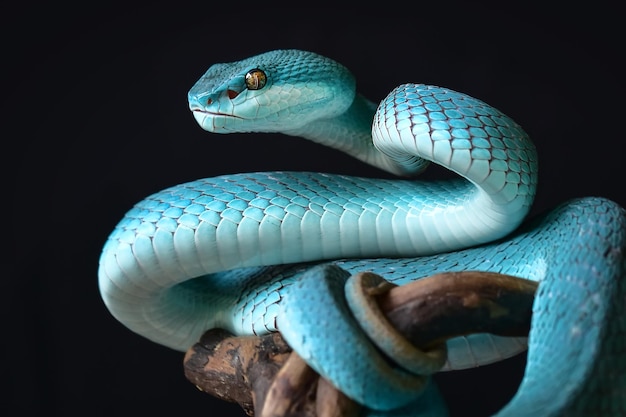 Photo blue insularis snake tree pit viper