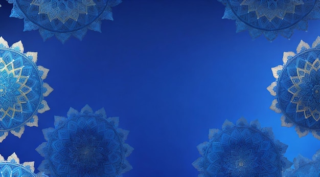 파란색 이슬람 배경 사진 파란색 배경과 꽃의 패턴과 파란 색 배경