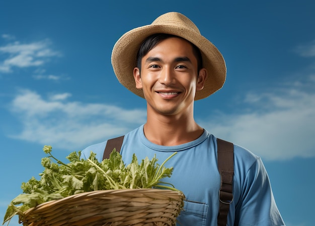 Blue isolated agricultural labor illustration