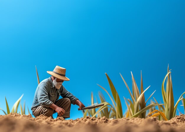 Blue isolated agricultural labor illustration