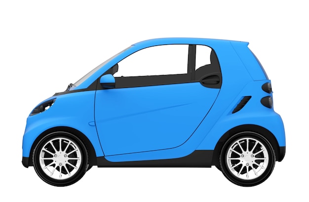 Blue isolated car 3d illustration rendering texture