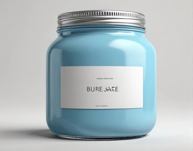 a blue jar of candle with a label on it