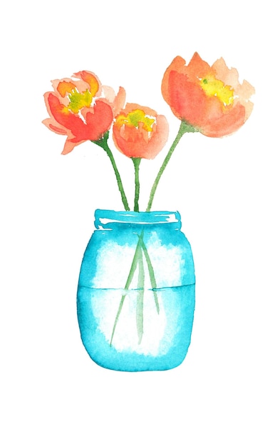 Blue jar with peonies