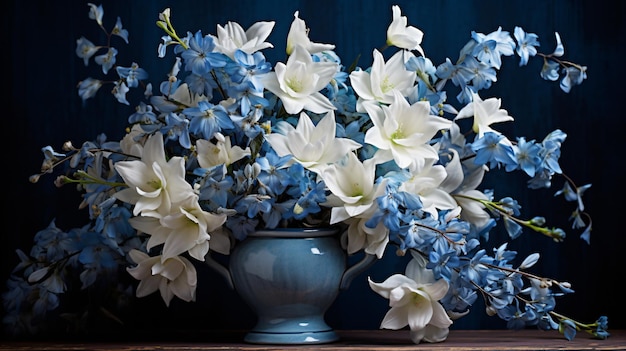 파란 야스민 꽃다발