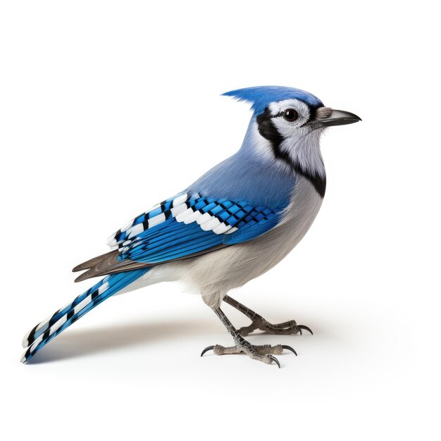 Blue jay bird isolated on white background Cyanocitta cristata