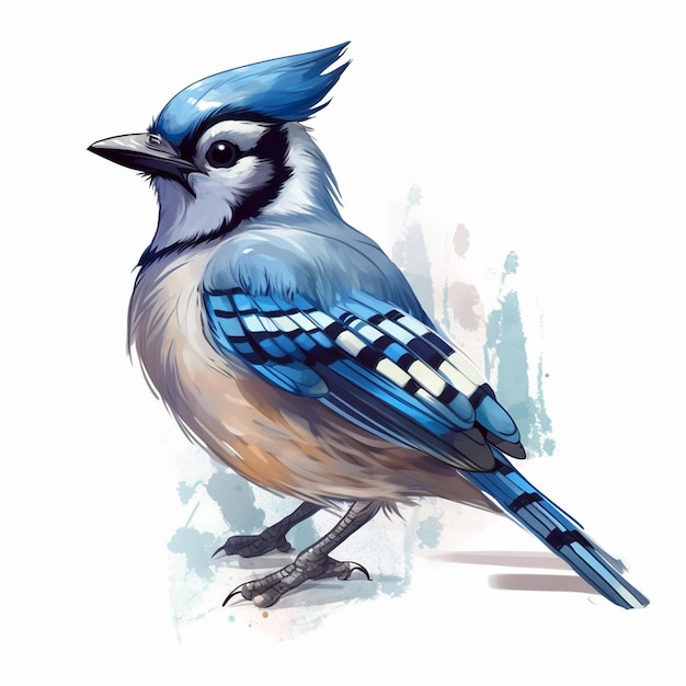 Premium AI Image  Blue jay bird isolated on white background Hand drawn  watercolor clipart generative ai