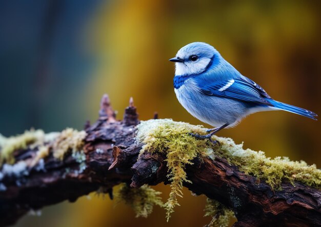 A blue jay on a branch with orange leaves