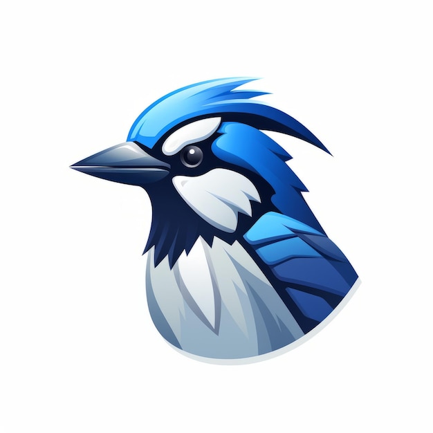 Blue Jay Logo Design Strong Facial Expression In Minimalistic 2d Style