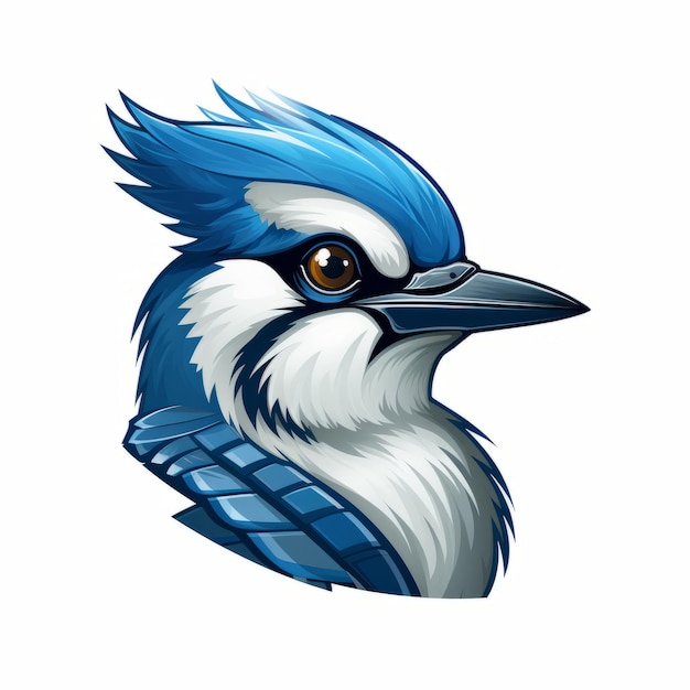 Blue Jay Mascot Logo Simplified And Stylized Portraits With Det