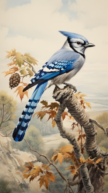 Blue Jay Oil Painting In The Style Of Alasdair Mclellan