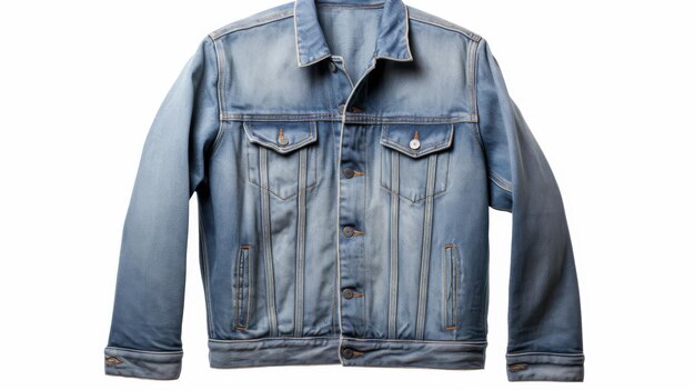 Photo blue jean jacket on white background