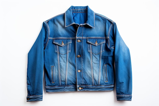 Photo blue jeans and a jacket isolated on a white background ai generative