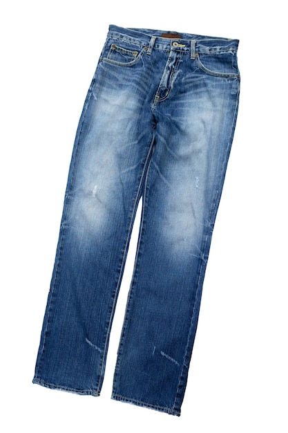 Blue jeans on white background.