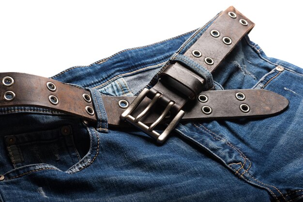 Blue jeans with belt