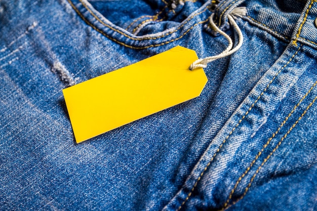 Blue jeans with yellow price tag