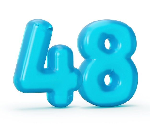 Blue jelly digit 48 forty eight isolated on white background Jelly colorful alphabets numbers