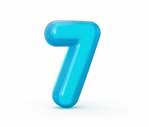 Blue jelly digit 7 Two isolated on white Jelly colorful alphabets numbers for kids 3d illustration