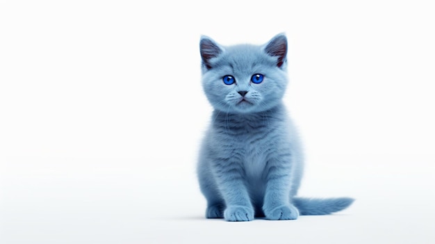 Blue kitten isolated on white background