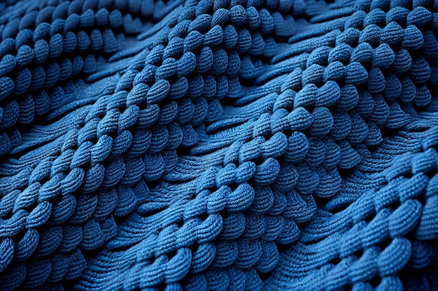 Blue knitted fabric surface abstract background