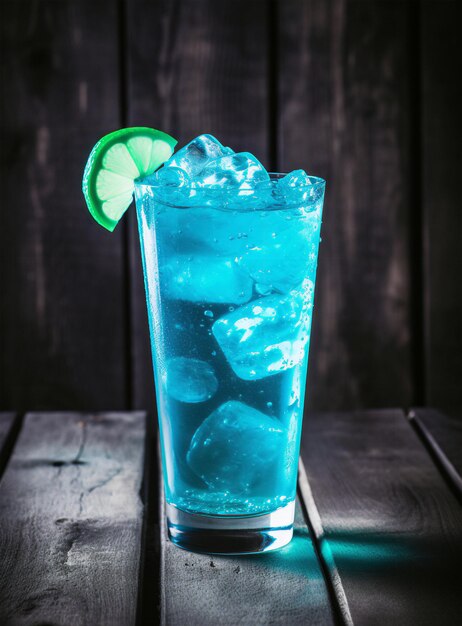 Photo blue lagoon cocktail summer refreshing cocktail