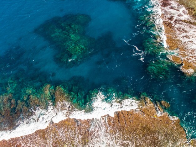 The blue lagoon from drone port vila efate vanuatu