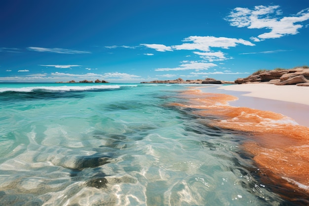 Photo blue lagoon jericoacoara tropical paradise with kitesurphists generative ia