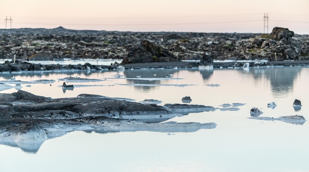 Blue Lagoon thermaal water close-up shot in IJsland