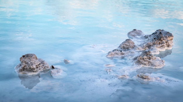 Blue Lagoon thermal water closeup shot in Iceland