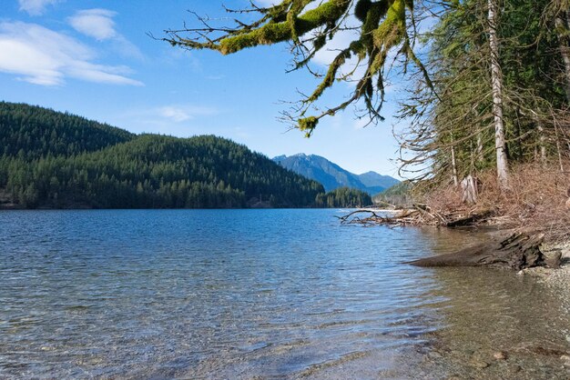 blue lake in the mountains