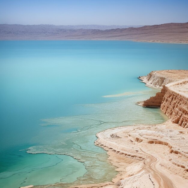 A blue lake with a blue water and a blue body of water.