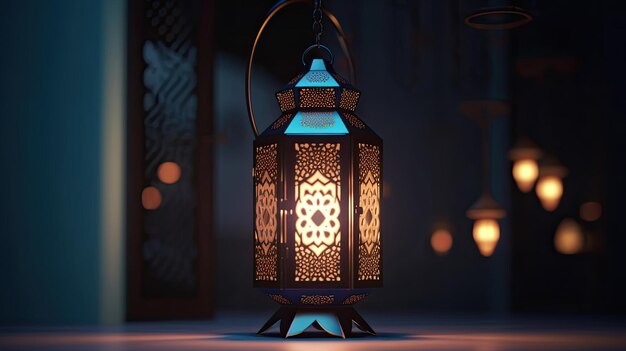 A blue lantern EidAdha 4k high resolution