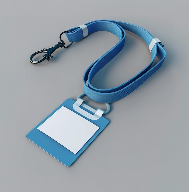 Blue lanyard with blank ID badge ideal for business and educational institutions high quality rendering