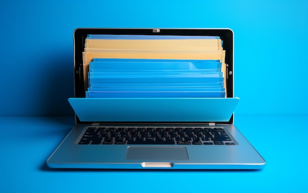 Blue laptop screen workspace