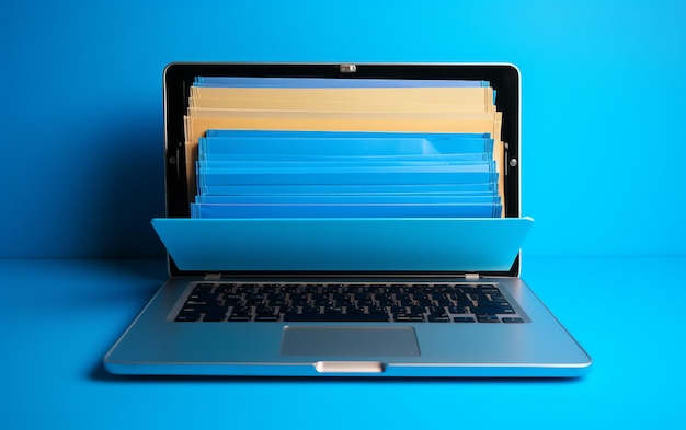 Blue Laptop Screen Workspace