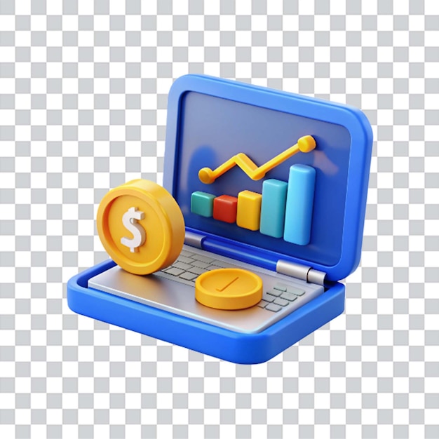 a blue laptop with a graph on the top of it