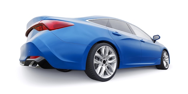 Blue large business sedan for work and family 3D illustration