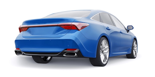 Blue large business sedan for work and family 3D illustration