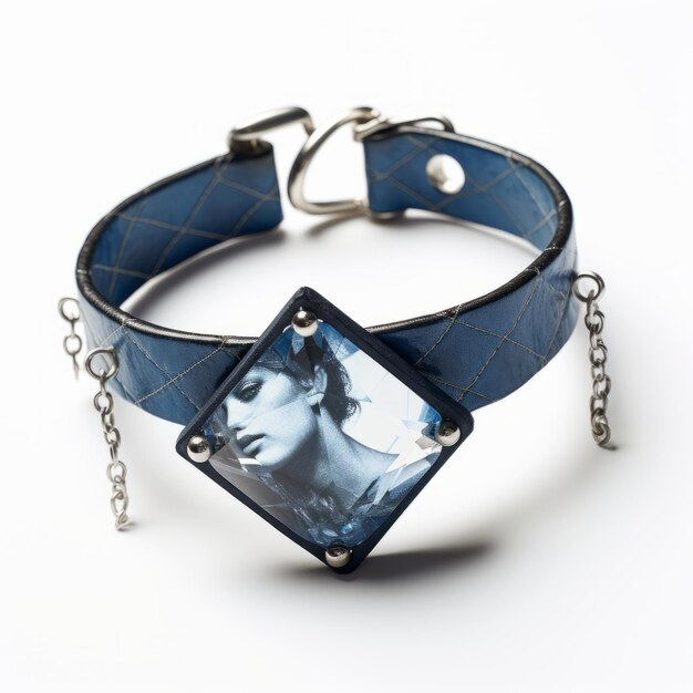 Голубой кожаный браслет с женщиной в стиле Брэда Канкла