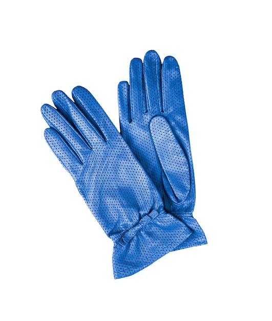 Photo blue leather gloves