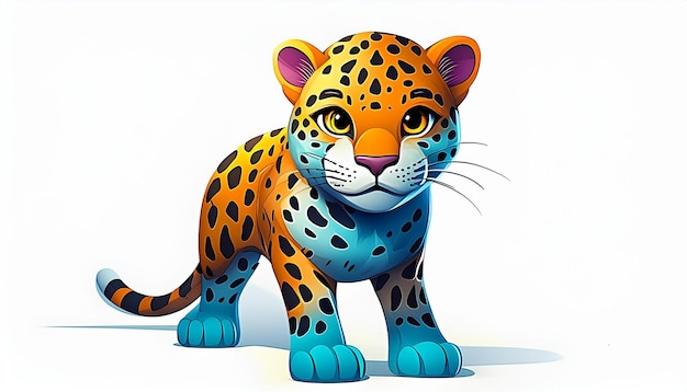 a blue leopard figure is shown in a white background