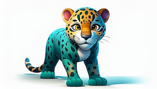 a blue leopard figure with a white chest and a white chest