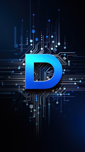 Photo a blue letter d that is on a black background