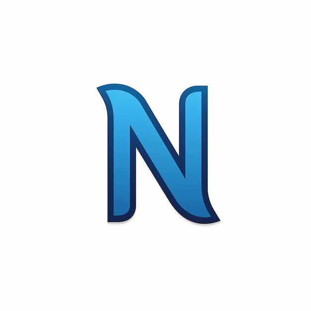 a blue letter n that is on a white background