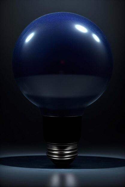 A Blue Light Bulb Sitting On Top Of A Table