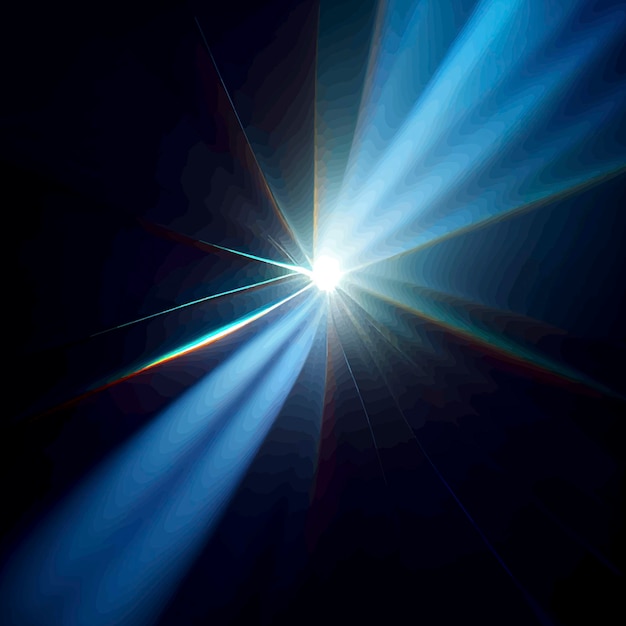 Blue Light Lens flare on black background Lens flare with bright light isolated with a black background