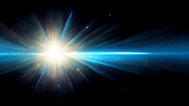 Blue Light Lens flare op zwarte achtergrond