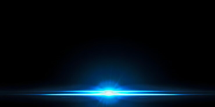 Photo a blue light shines in the darkness